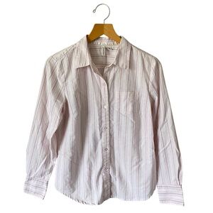 St Johns Bay Vintage Cotton Button Down Shirt Size M Womens Long Sleeve Striped